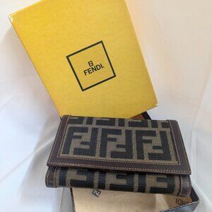 Fendi Brown Zucca Wallet in Box